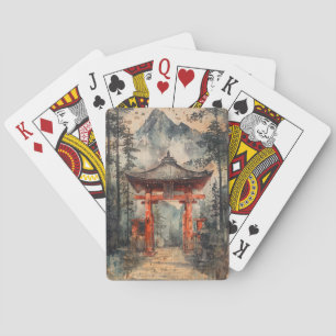 Vermilion Mountain Gate Ink Wash Playing Cards