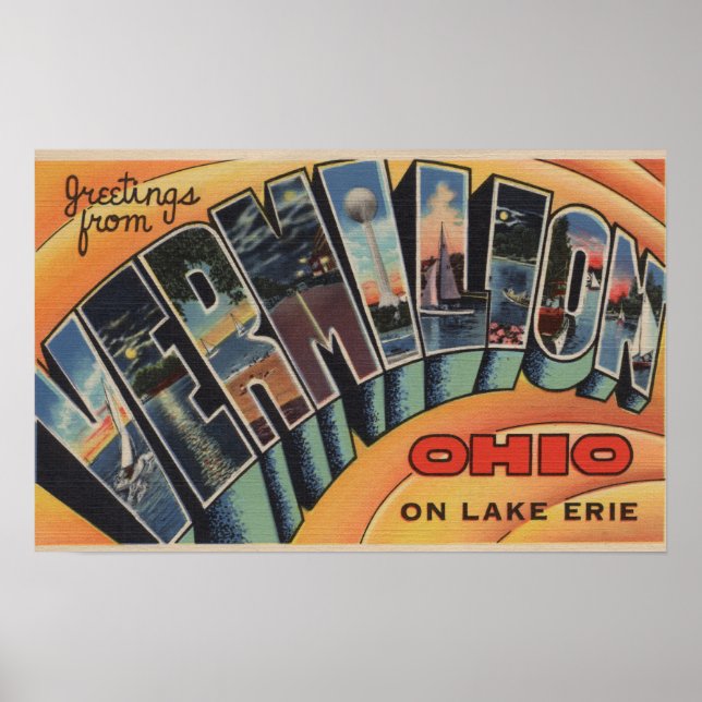 Vermilion, Ohio - Large Letter Scenes Poster (Front)