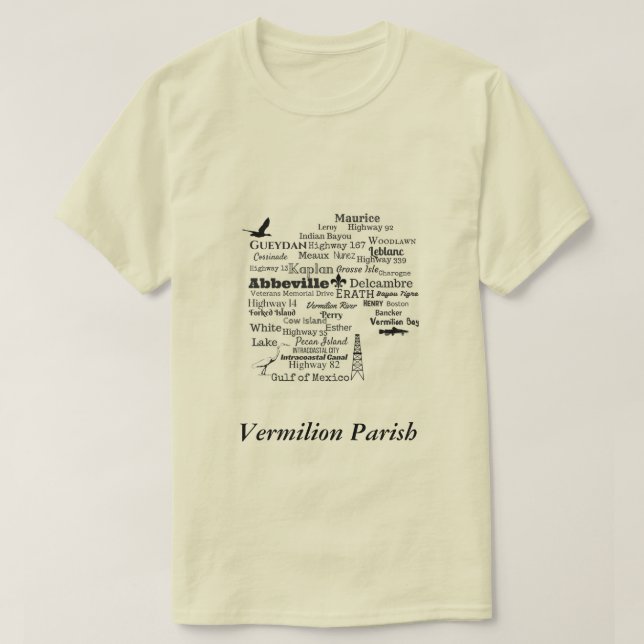 Vermilion Parish Louisiana Cities & Places Shirt (Design Front)