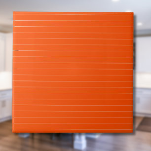 Vermilion Red and White Thin Horizontal Striped Ceramic Tile