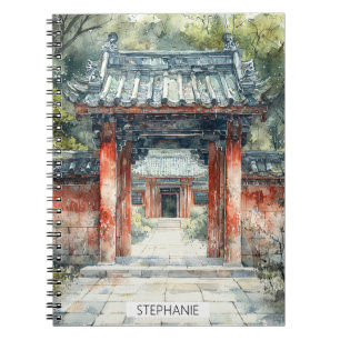 Vermilion Temple Gate Watercolor Ink (2) Notebook