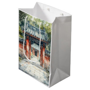Vermilion Temple Gate Watercolor Ink (3) Medium Gift Bag