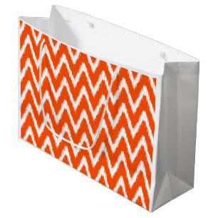 Vermillion Asian Moods Ikat Chevrons Large Gift Bag