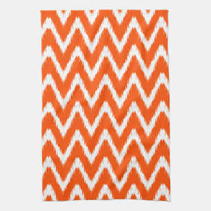 Vermillion Asian Moods Ikat Chevrons Tea Towel