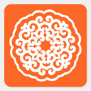 Vermillion Asian Moods Mandalla Square Sticker