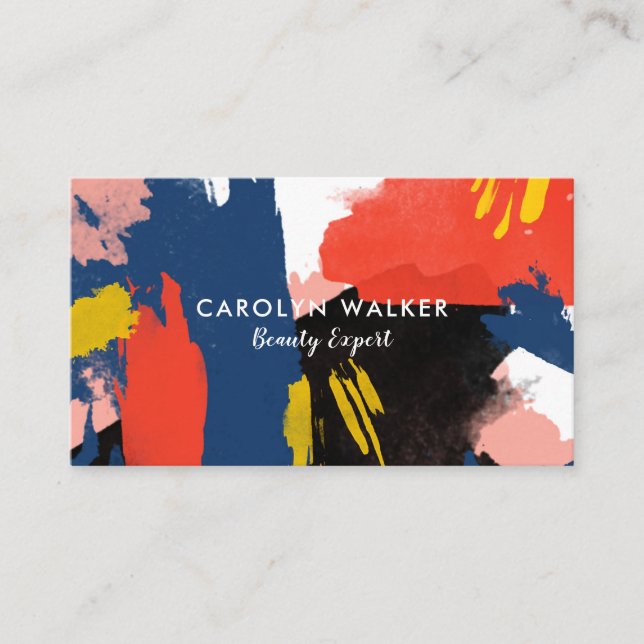 Vermillion Black & Navy - Abstract Watercolor Business Card (Front)