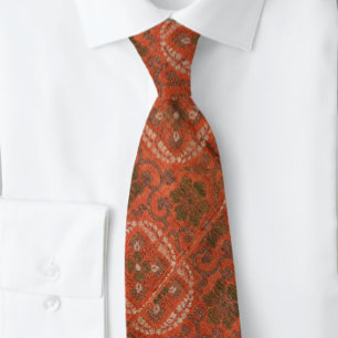 Vermillion Brown Medallion Renaissance Tie