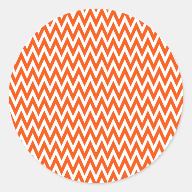 Vermillion Elegant Chevron Design Classic Round Sticker (Front)