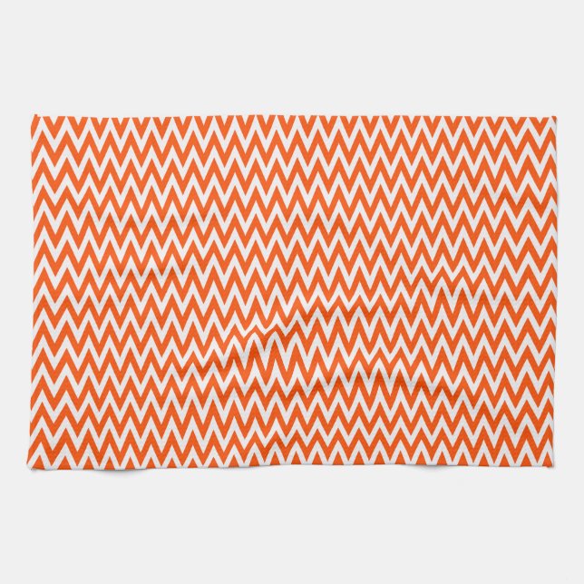 Vermillion Elegant Chevron Design Tea Towel (Horizontal)