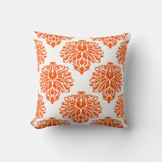 Vermillion Elegant Damask Cushion (Front)
