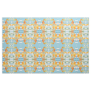 Vermillion Goldfish In Pastel Bubble Water Fabric