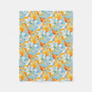 Vermillion Goldfish In Pastel Bubble Water Fleece Blanket