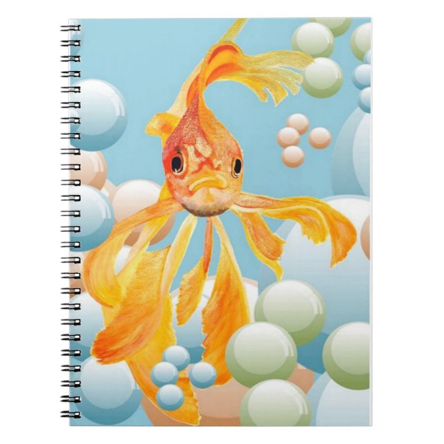 Vermillion Goldfish In Pastel Bubble Water Notebook (Front)