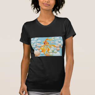 Vermillion Goldfish In Pastel Bubble Water T-Shirt