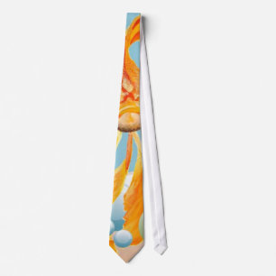 Vermillion Goldfish In Pastel Bubble Water Tie