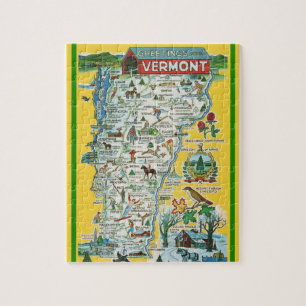 Vermont 8x10 Postcard Map Jigsaw Puzzle