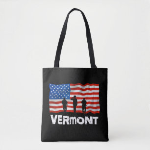 Vermont American Flag Christmas Tote Bag