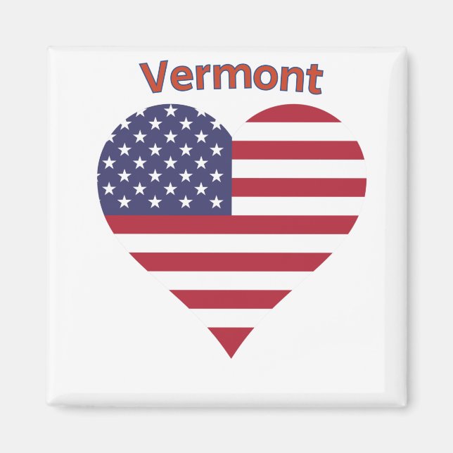 Vermont American Flag Heart Magnet (Front)