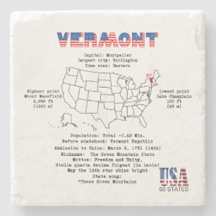 Vermont American state on a map and useful info Stone Coaster