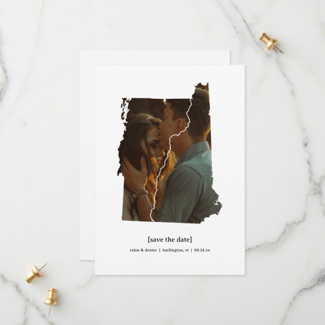 Vermont and New Hampshire Save the Date Photo Card (Front/Back In Situ)