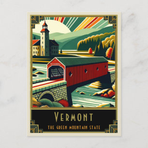 Vermont   Art Deco Postcard