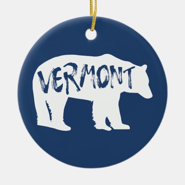 Vermont Bear Ceramic Ornament (Front)