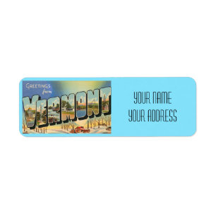 Vermont Big Letter Vintage Postcard Address Label Return Address Label
