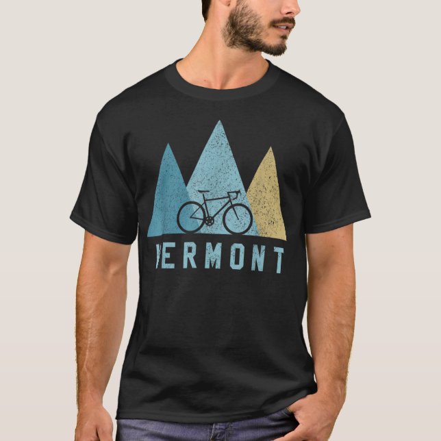 Vermont Bike  Vintage Cycling Mountains MTB T-Shirt (Front)