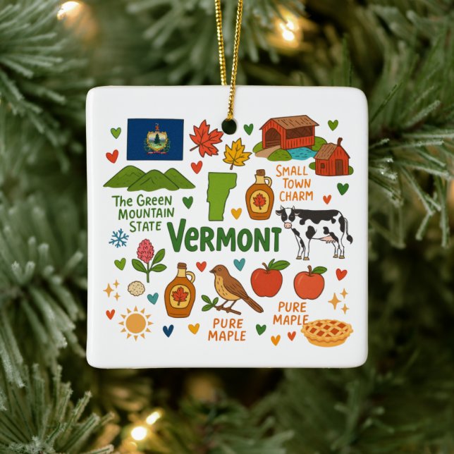 Vermont Custom Family Trip Christmas Ceramic Ornament (Tree)