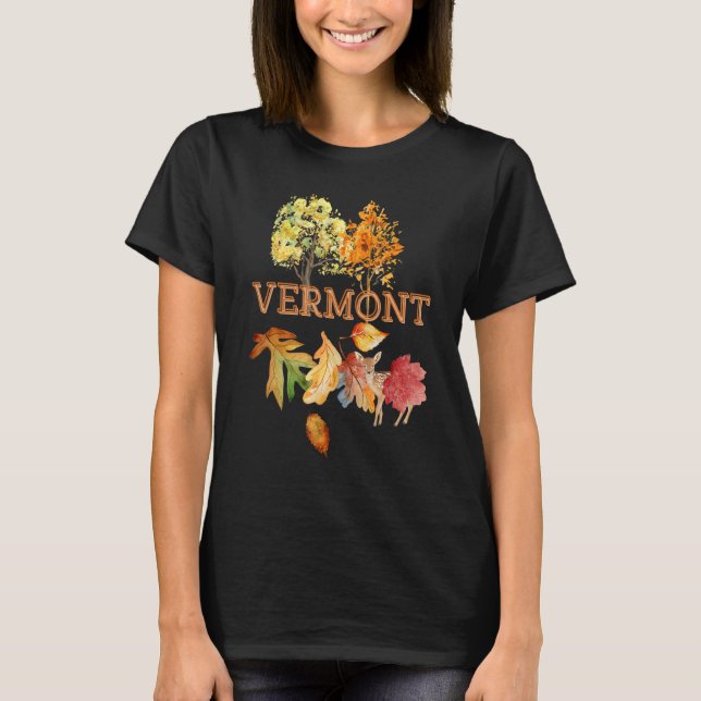Vermont Cute Fall Travel Leaves Vacation Tourist S T-Shirt (Front)