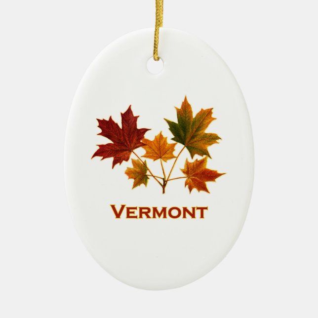 Vermont Fall Foliage - Maple Leaves Ceramic Tree Decoration (Front)