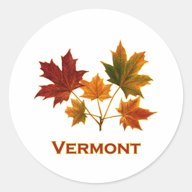 Vermont Fall Foliage - Maple Leaves Classic Round Sticker (Front)