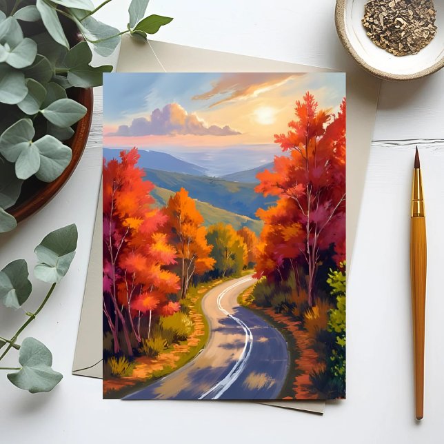 Vermont Fall Foliage Watercolor Landscape Postcard (Creator Uploaded)