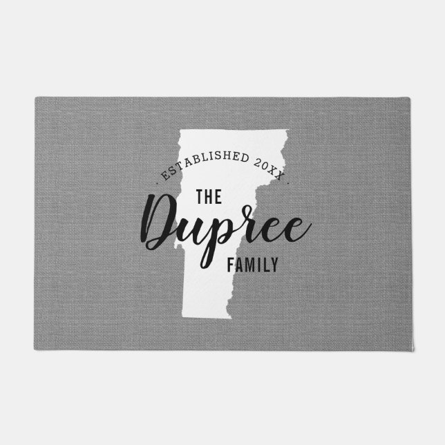 Vermont Family Monogram State Doormat (Front)