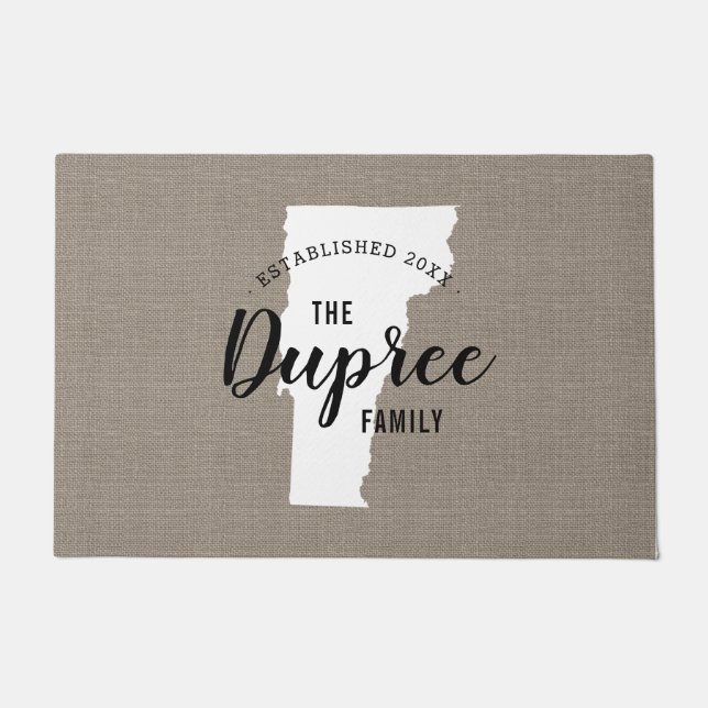 Vermont Family Monogram State Doormat (Front)