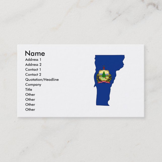 Vermont Flag Map Business Card (Front)
