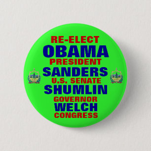 Vermont for Obama Shumlin Sanders Welch 6 Cm Round Badge