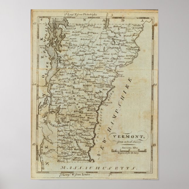 Vermont, from actual Survey Poster (Front)