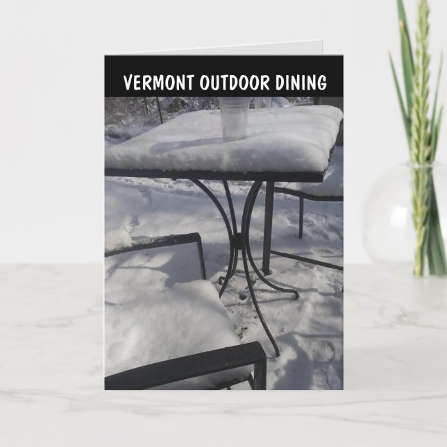 VERMONT FUNNY CHRISTMAS CARD 'WINTER DINING" (Front)