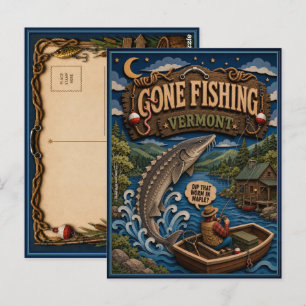 Vermont Gone Fishing Lake Sturgeon Postcard