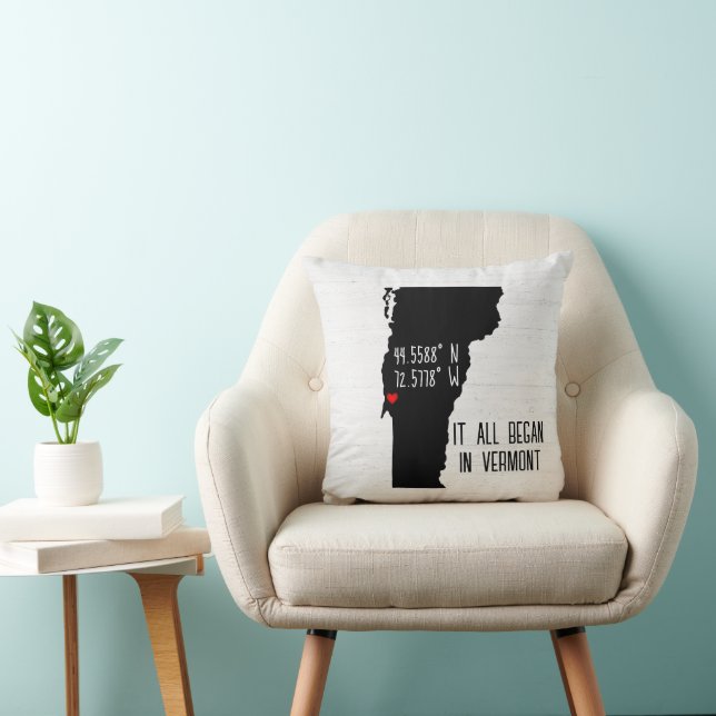 Vermont GPS Coordinates with Heart Cushion (Chair)