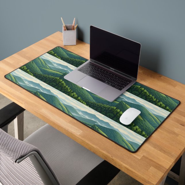 Vermont Green Mountain Slopes - Rolling Forest Hil Desk Mat (Office 2)