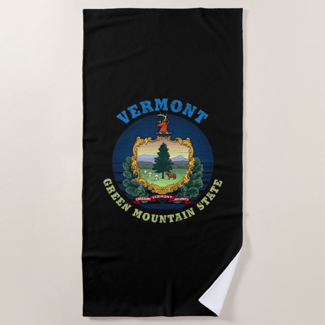 VERMONT GREEN MOUNTAIN STATE FLAG BEACH TOWEL (Front)
