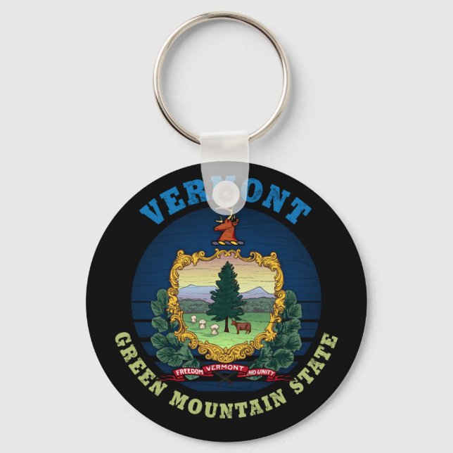 VERMONT GREEN MOUNTAIN STATE FLAG KEY RING (Front)