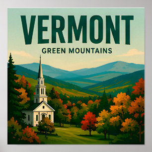 Vermont Green Mountains New England Travel  Poster