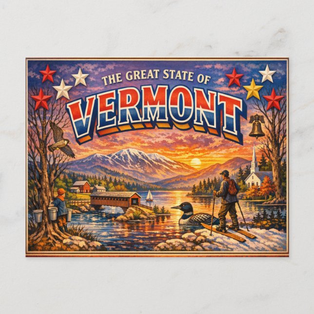 Vermont Greetings Postcard  (Front)