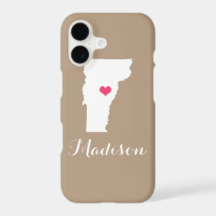 Vermont Heart Mocha Brown Custom Monogram