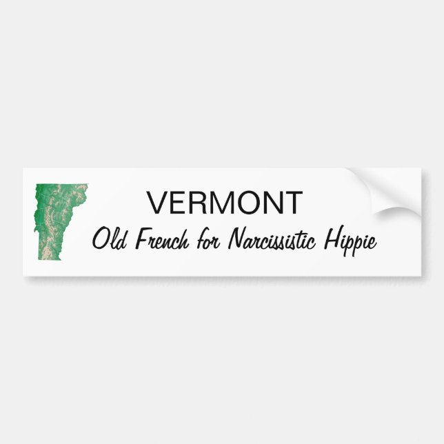 Vermont Hippie Bumper Sticker (Front)