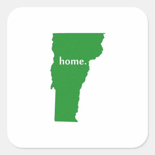 Vermont home silhouette state map square sticker (Front)