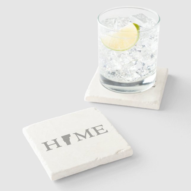 Vermont Home State Map Shaped Letter Word Art Grey Stone Coaster (Side)